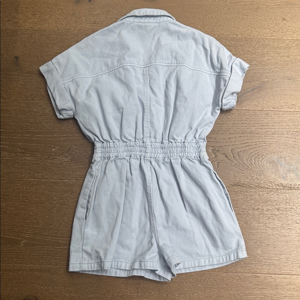 Miou Muse Light Blue Utility Romper Safari Style Elastic Waist Size S - Picture 6 of 7